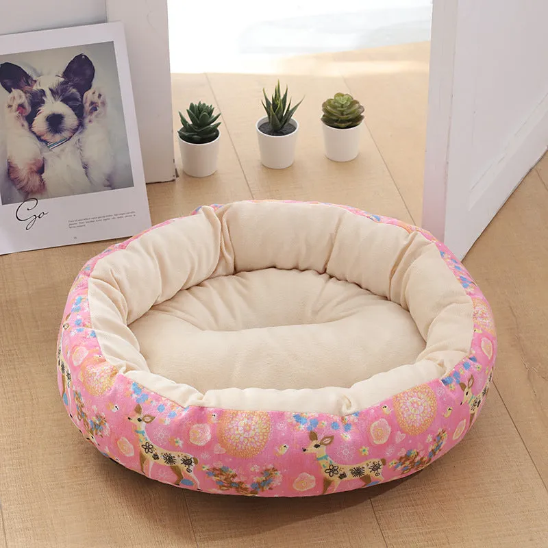 Round cloth pet bed 50cm diameter 12cm height for cats and small dogs winter warm mat