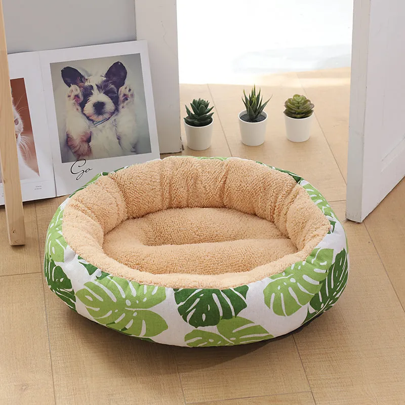 Round cloth pet bed 50cm diameter 12cm height for cats and small dogs winter warm mat