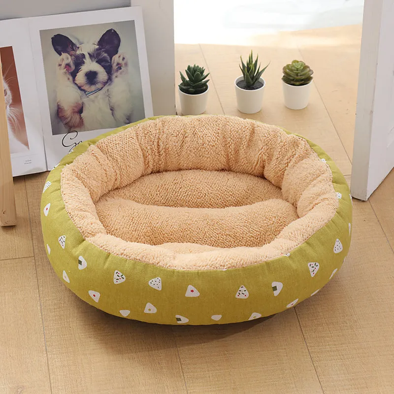 Round cloth pet bed 50cm diameter 12cm height for cats and small dogs winter warm mat