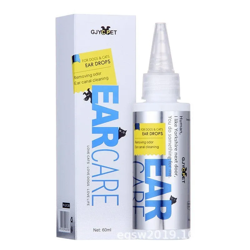 Pet cleaning kit with bottles of foot foam, ear liquid, deodorant spray and packs of disposable wipes for dogs and cats.