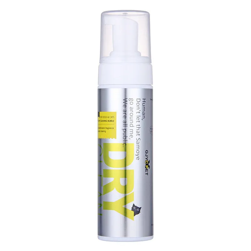 Pet cleaning kit with bottles of foot foam, ear liquid, deodorant spray and packs of disposable wipes for dogs and cats.