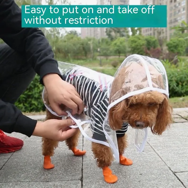 Pet raincoat for small dog, plastic waterproof coat in blue, with pull-on design, available in sizes XS to 8XL