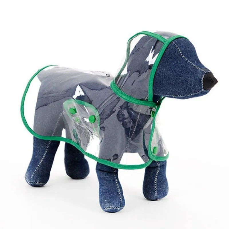 Pet raincoat for small dog, plastic waterproof coat in blue, with pull-on design, available in sizes XS to 8XL