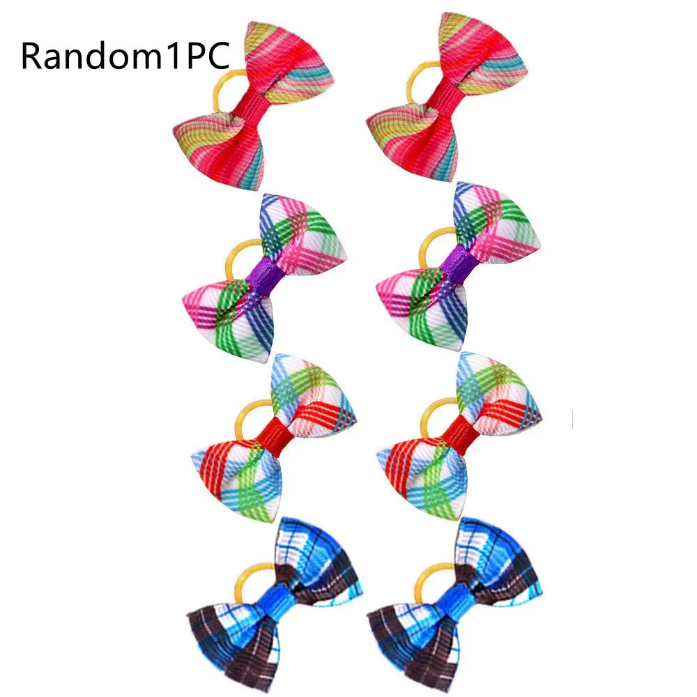 Pet head plaid bow cloth decoration accessory for dogs cats British style random colour