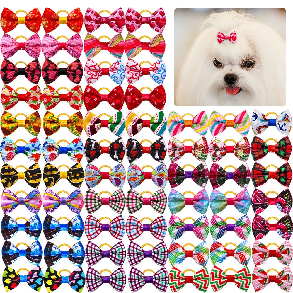 Pet head plaid bow cloth decoration accessory for dogs cats British style random colour