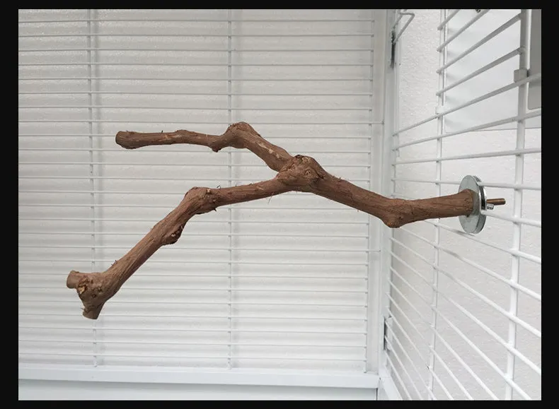 Natural grape wood bird stand pole for parrot cage, unique vine perch