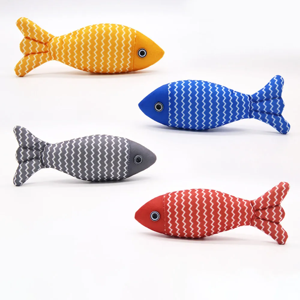 Burlap fish catnip toy for kittens with organic catnip crinkle sound soft plush 8.27 inches
