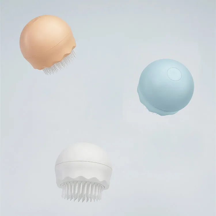 Floating massage pet needle comb in orange pink and baby blue, soft silicone brush for cat hair cleaning