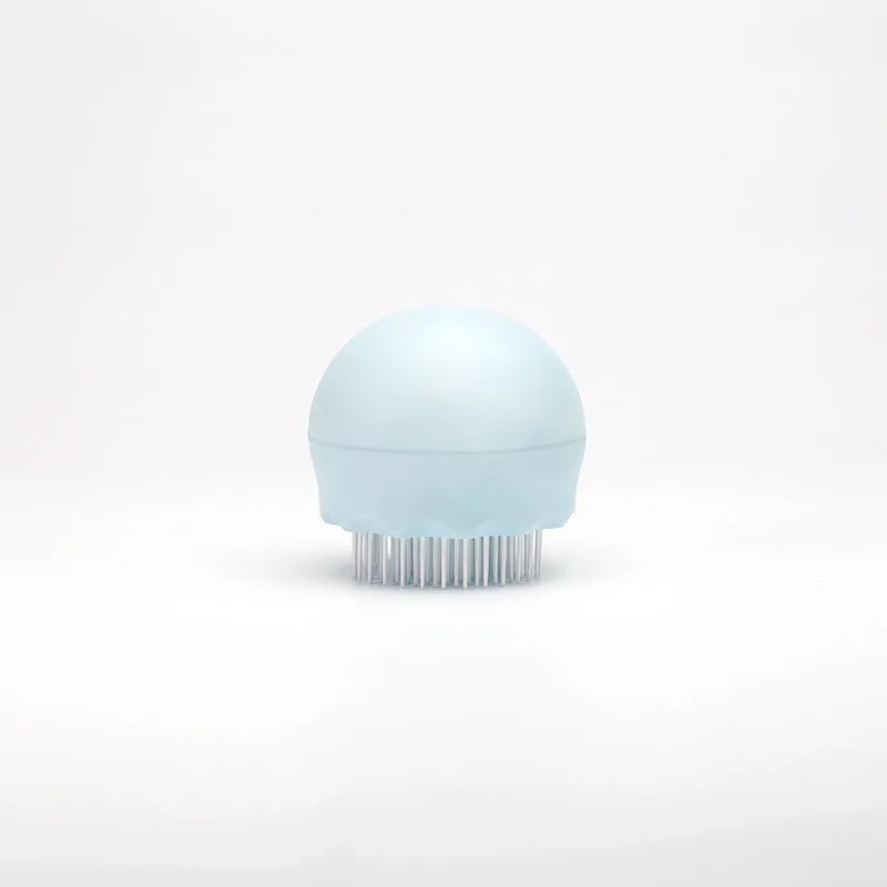 Floating massage pet needle comb in orange pink and baby blue, soft silicone brush for cat hair cleaning