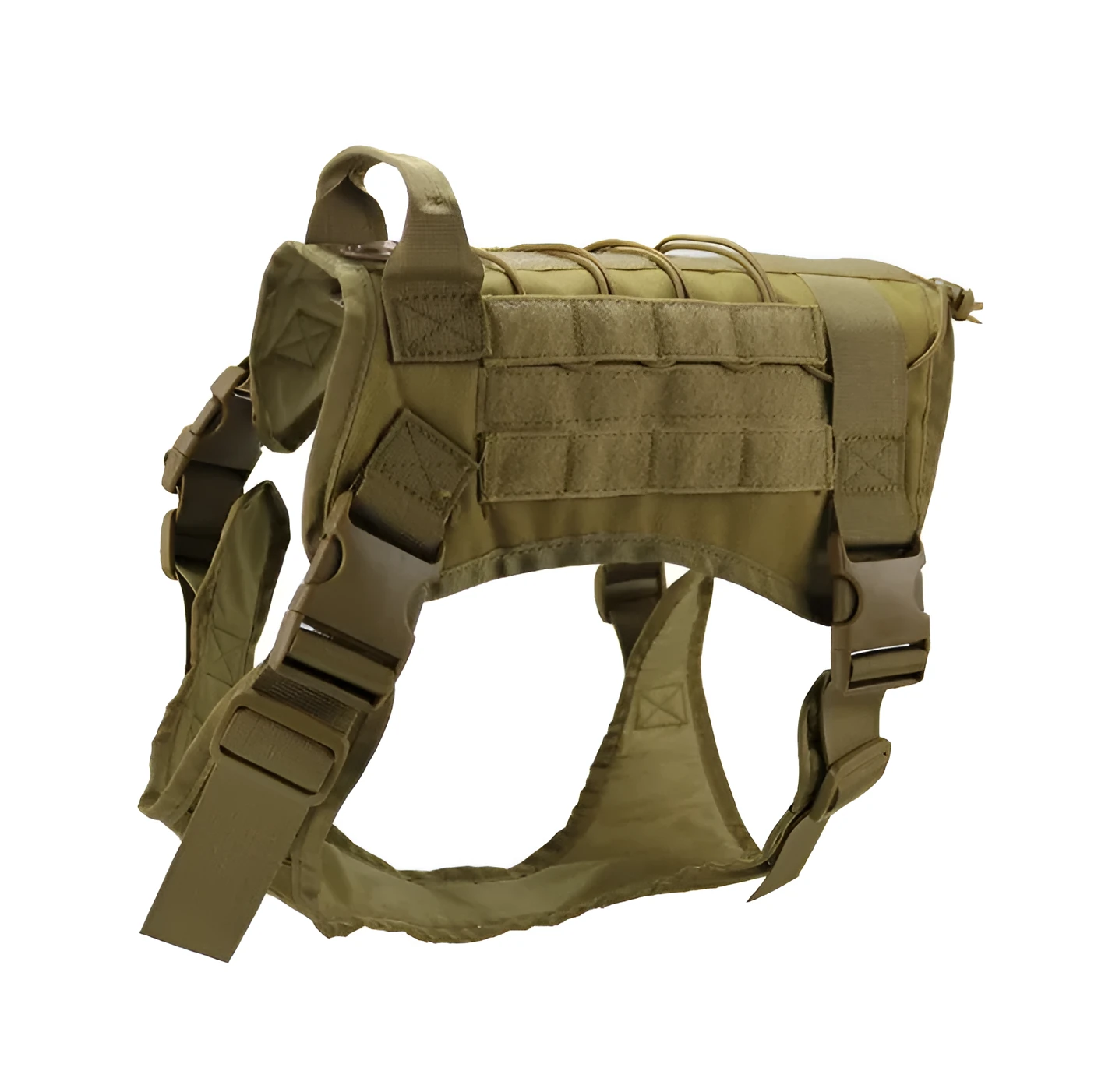 Tactical large dog vest in Army Green made from 1000D nylon with nylon webbing chest strap