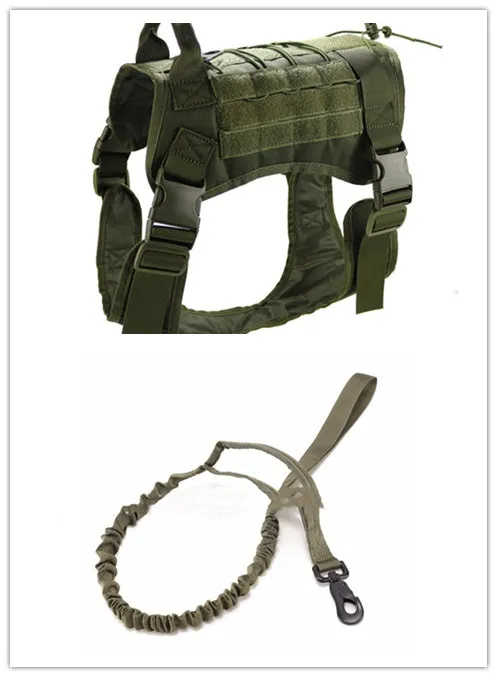 Tactical large dog vest in Army Green made from 1000D nylon with nylon webbing chest strap