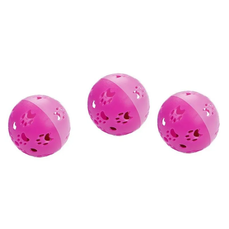 Pethome hollow plastic sounding cat toy ball in pink and blue 5cm diameter
