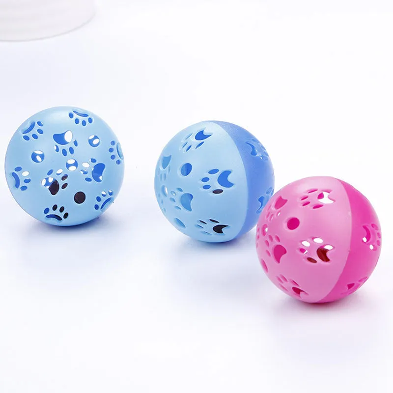 Pethome hollow plastic sounding cat toy ball in pink and blue 5cm diameter