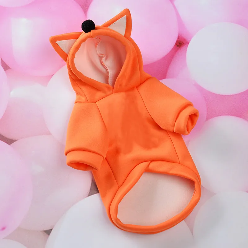 Cute Pets Turn Into Clothes polyester hoodie for dogs and cats in orange colour, casual style