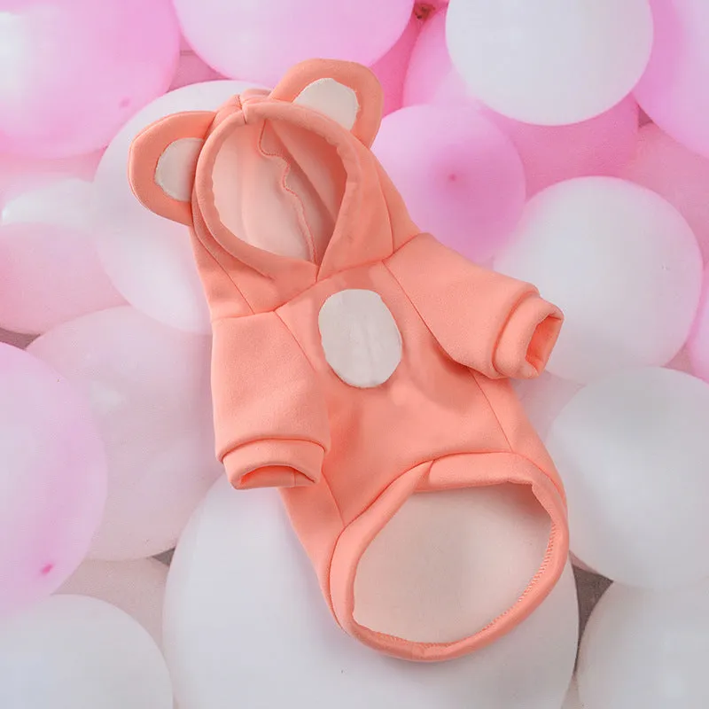 Cute Pets Turn Into Clothes polyester hoodie for dogs and cats in orange colour, casual style