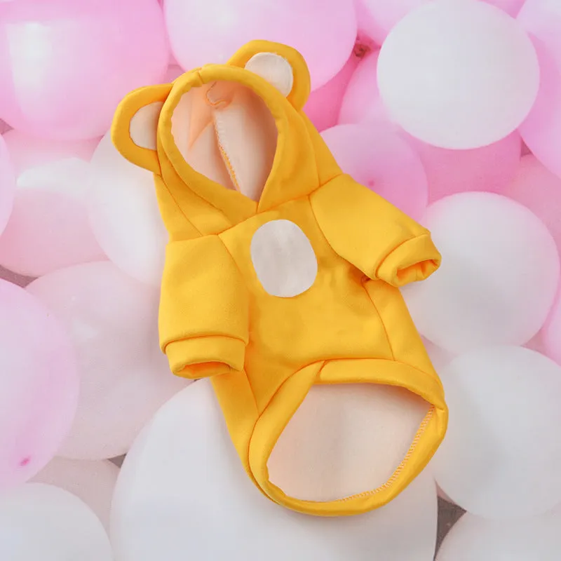 Cute Pets Turn Into Clothes polyester hoodie for dogs and cats in orange colour, casual style