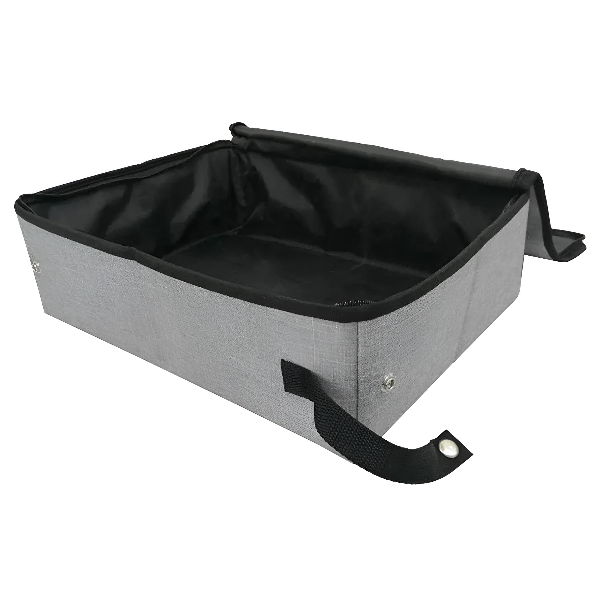 Foldable waterproof cat litter basin with lid in Grey, medium size 45x35x12.5 cm