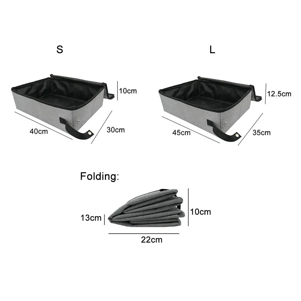Foldable waterproof cat litter basin with lid in Grey, medium size 45x35x12.5 cm