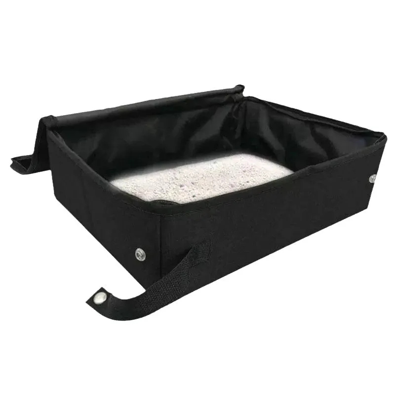 Foldable waterproof cat litter basin with lid in Grey, medium size 45x35x12.5 cm