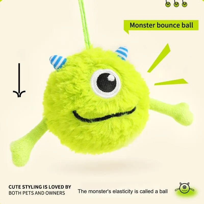 Green plush and TPR sound-activated dog teething toy ball, 12cm diameter.