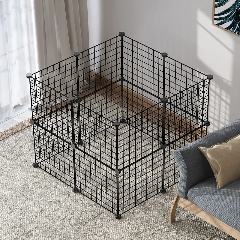 11-piece small dog indoor fence cage with door and modular iron wire panels in white