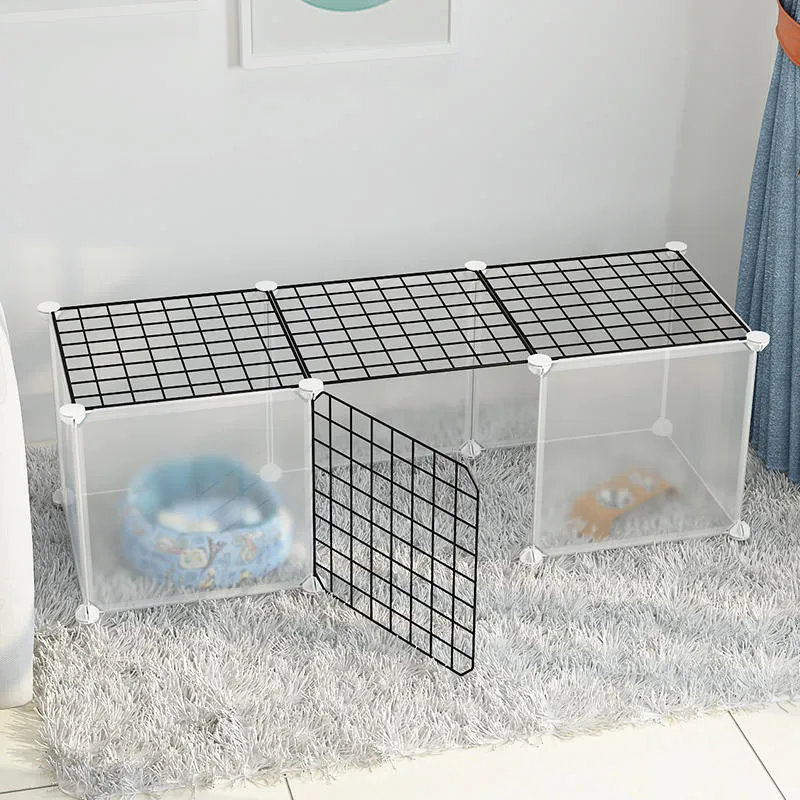 11-piece small dog indoor fence cage with door and modular iron wire panels in white