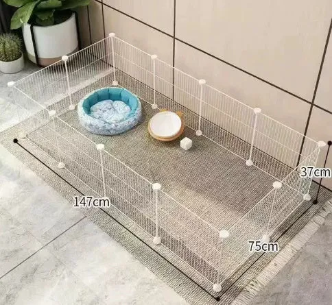 11-piece small dog indoor fence cage with door and modular iron wire panels in white