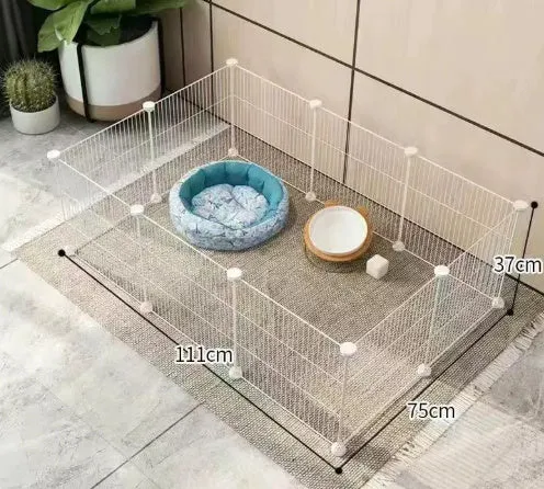 11-piece small dog indoor fence cage with door and modular iron wire panels in white