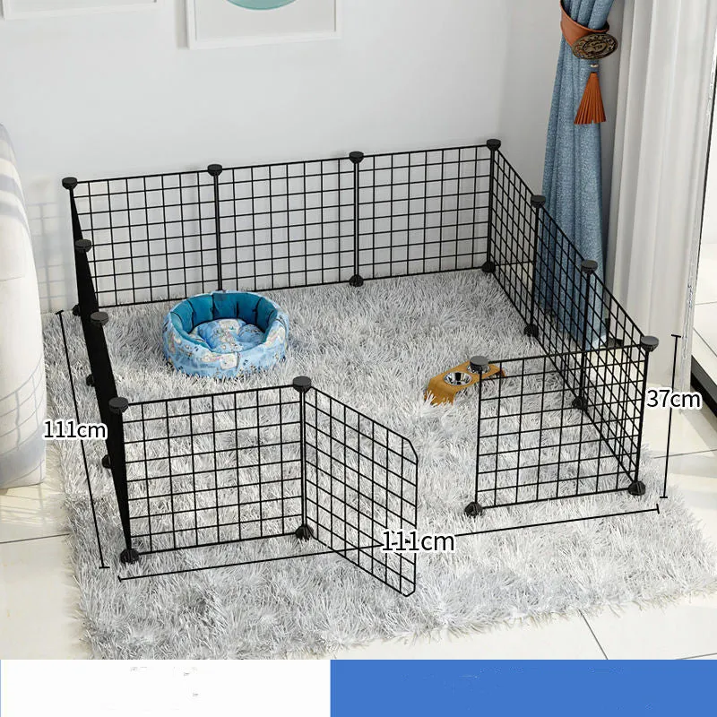 11-piece small dog indoor fence cage with door and modular iron wire panels in white