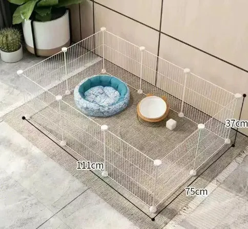 11-piece small dog indoor fence cage with door and modular iron wire panels in white
