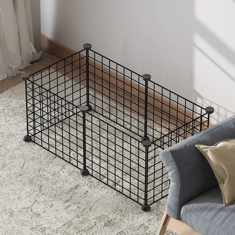 11-piece small dog indoor fence cage with door and modular iron wire panels in white
