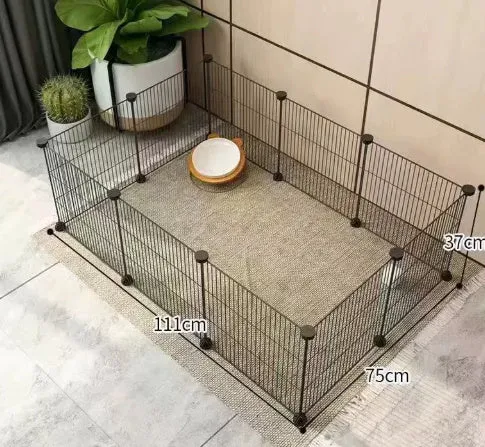 11-piece small dog indoor fence cage with door and modular iron wire panels in white