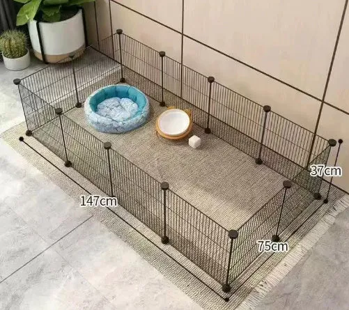 11-piece small dog indoor fence cage with door and modular iron wire panels in white