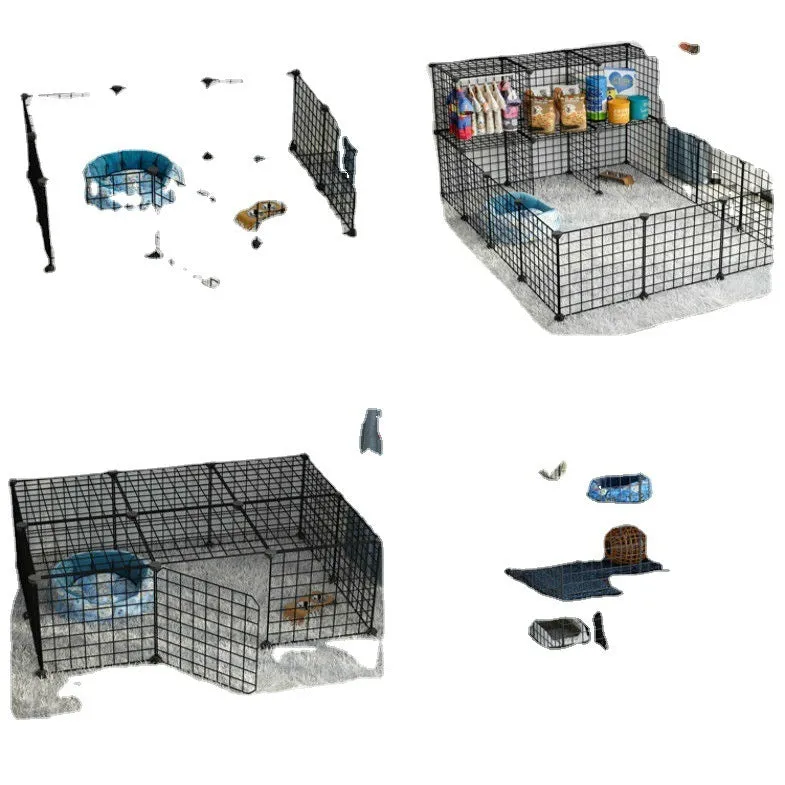 11-piece small dog indoor fence cage with door and modular iron wire panels in white
