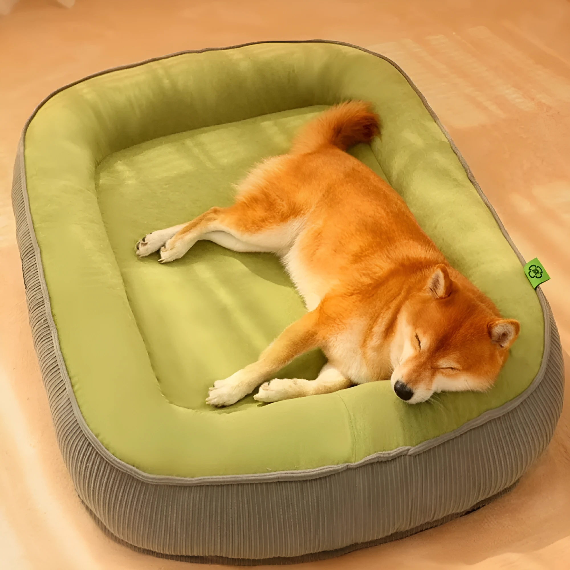 Home winter warm plush dog bed in light grey with deep nest shape and raised rim