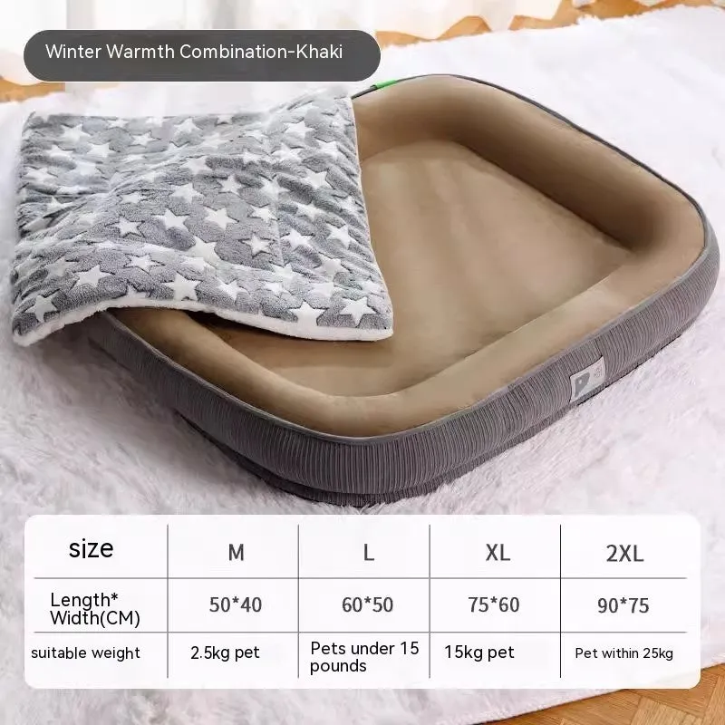 Home winter warm plush dog bed in light grey with deep nest shape and raised rim