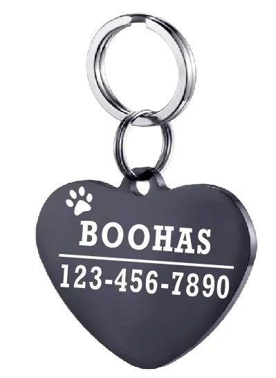 Personalised stainless steel pet ID tag with natural zircon chain in silver, showing style option A.