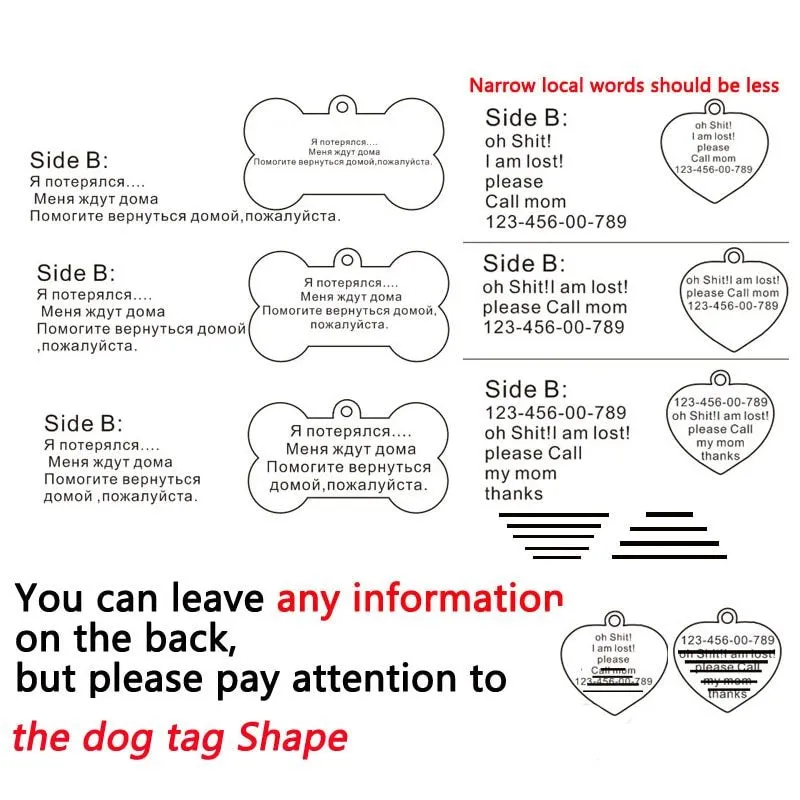 Personalised stainless steel pet ID tag with natural zircon chain in silver, showing style option A.