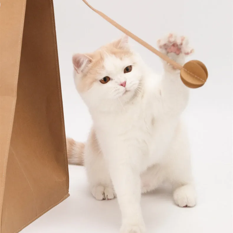Brown washable kraft paper bag cat nest with integrated corrugated scratch board measuring 40x30x53cm