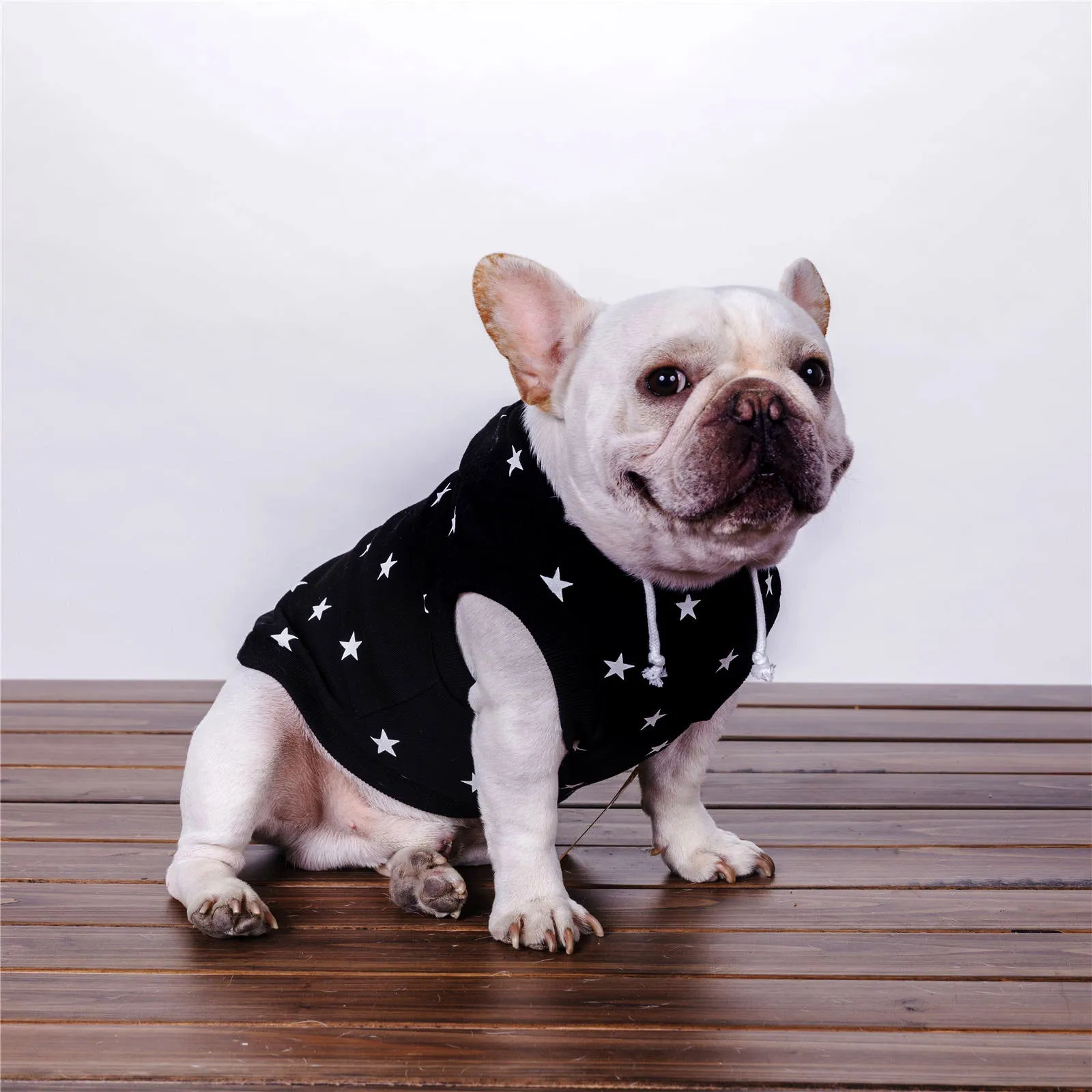 Black printed cotton casual sweater for dogs and cats available in sizes XS to XXL