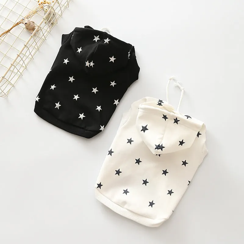 Black printed cotton casual sweater for dogs and cats available in sizes XS to XXL