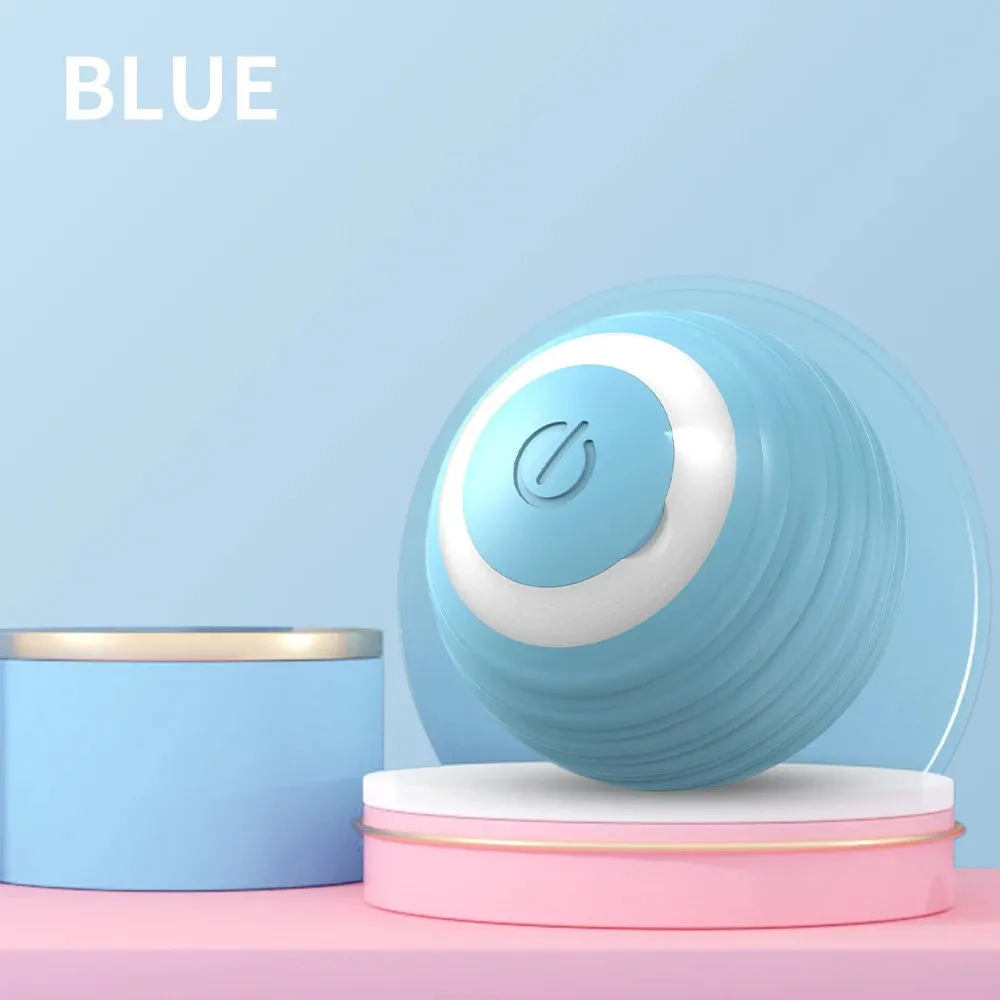 Cat interactive ball 43mm blue silicone wrap automatic rolling toy with intelligent mode