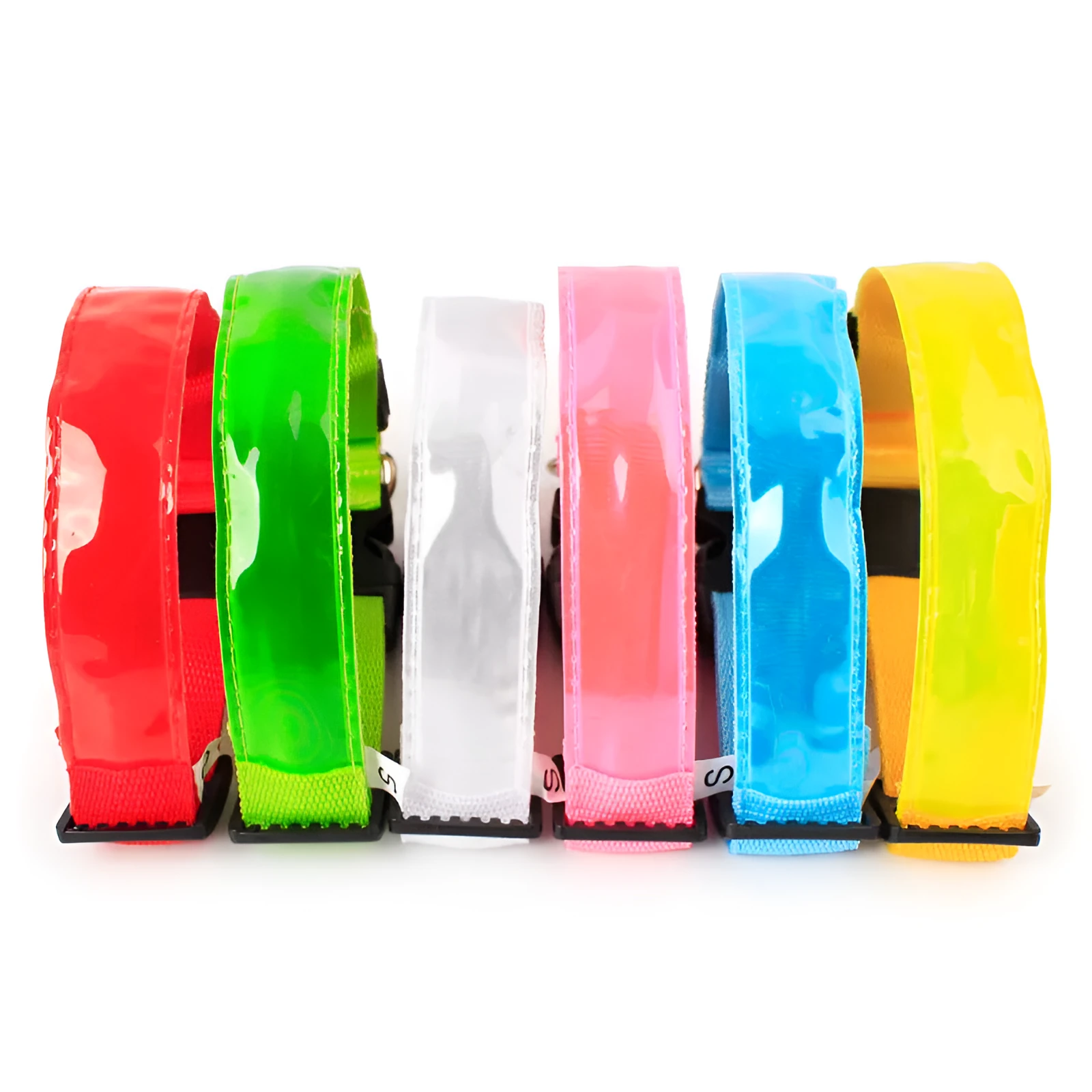 Nylon dog collar in blue with green, pink, and red colour options, available in sizes S, M, and L for small to large dogs