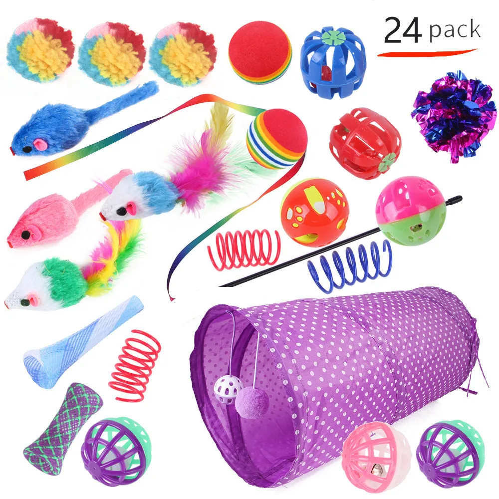 Plastic cat tunnel toy with channel design for indoor feline play in multiple colour options