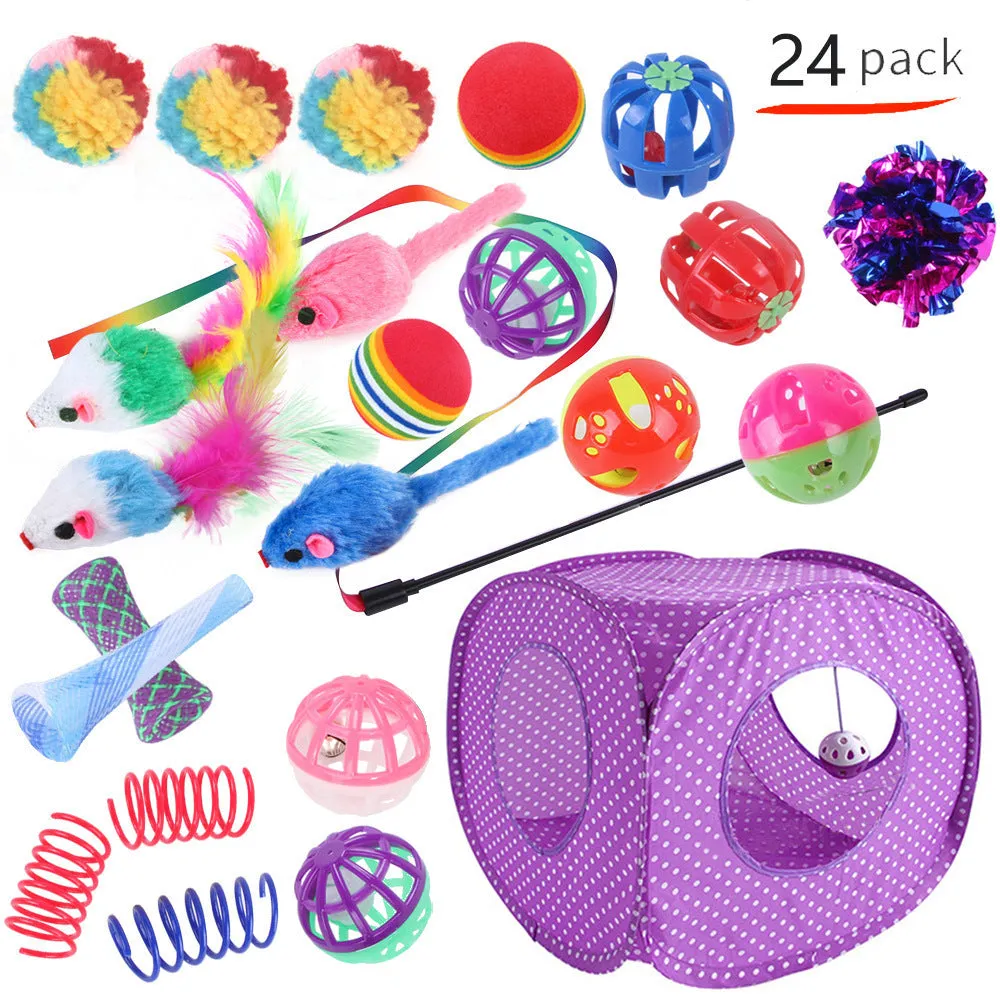 Plastic cat tunnel toy with channel design for indoor feline play in multiple colour options
