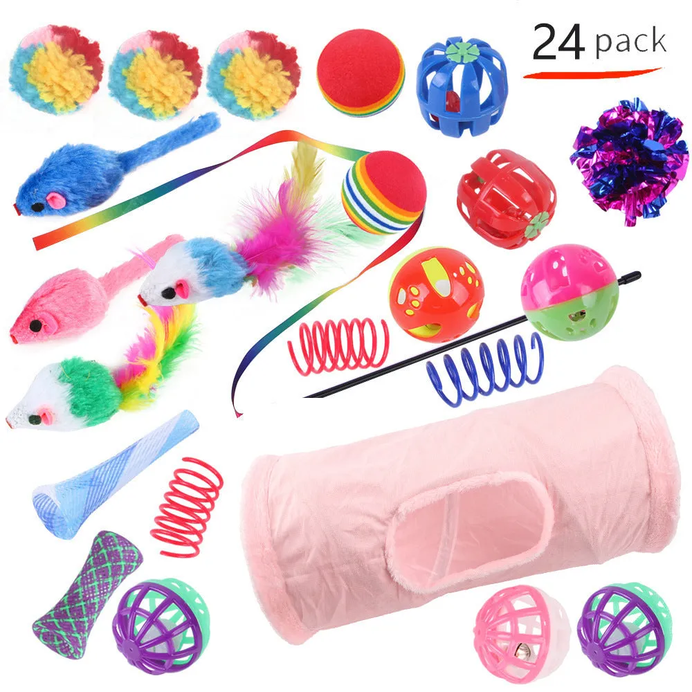 Plastic cat tunnel toy with channel design for indoor feline play in multiple colour options