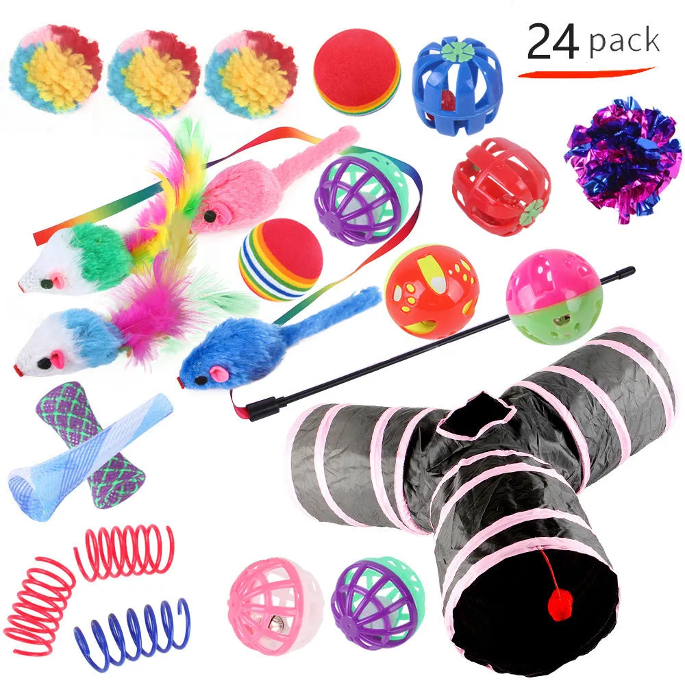 Plastic cat tunnel toy with channel design for indoor feline play in multiple colour options