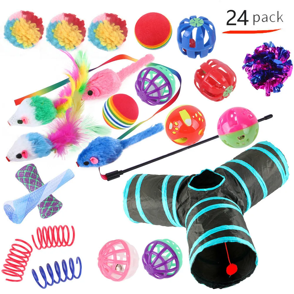 Plastic cat tunnel toy with channel design for indoor feline play in multiple colour options
