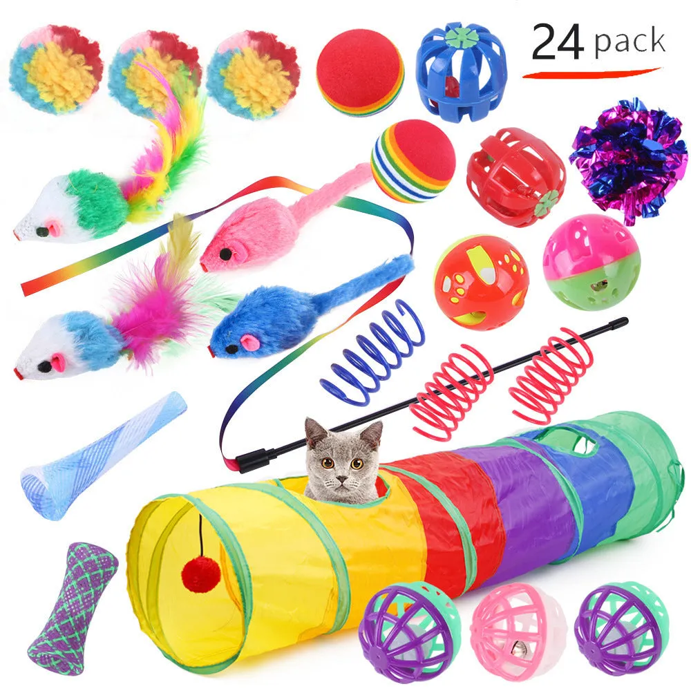 Plastic cat tunnel toy with channel design for indoor feline play in multiple colour options