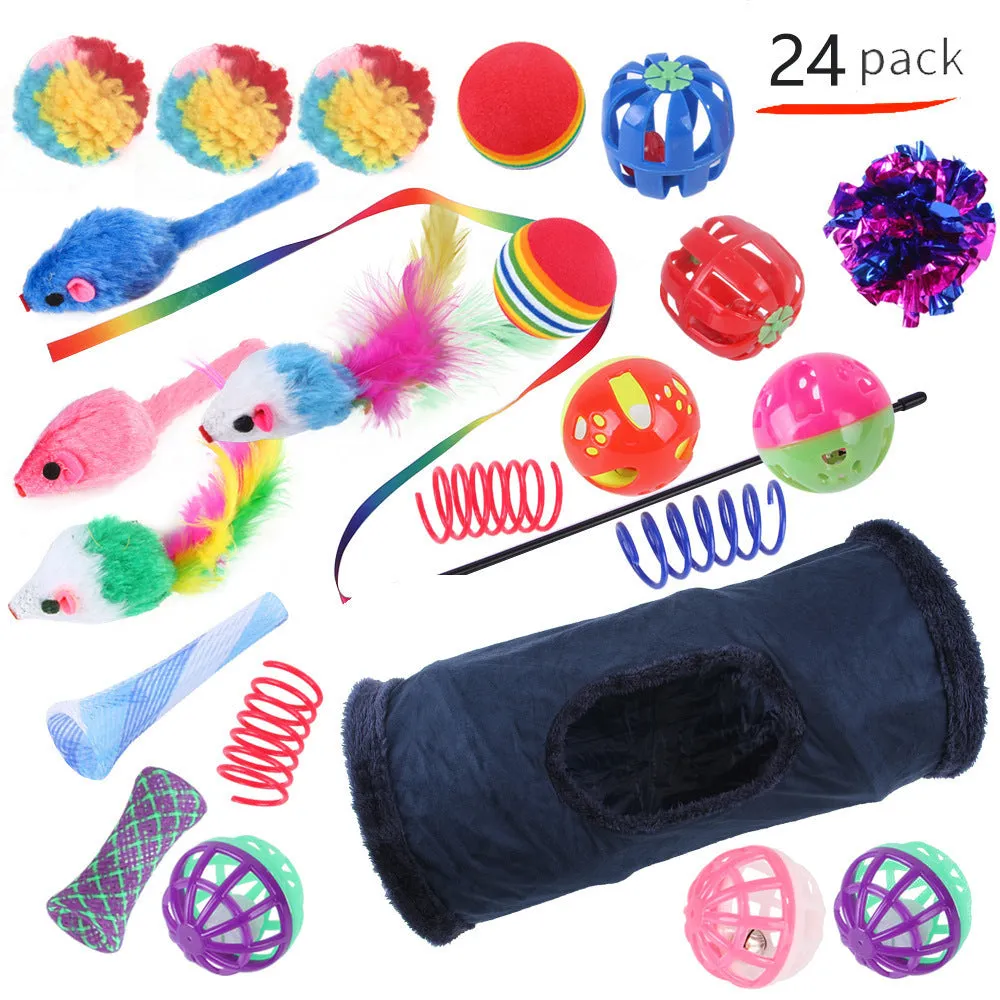 Plastic cat tunnel toy with channel design for indoor feline play in multiple colour options